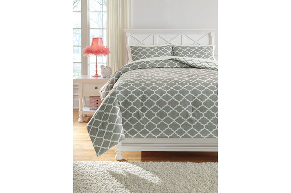 Media Gray/White 3-Piece Full Comforter Set -  - Luna Furniture