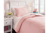 Lexann Pink/White/Gray Twin Comforter Set - Ashley - Luna Furniture