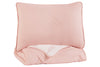 Lexann Pink/White/Gray Twin Comforter Set - Ashley - Luna Furniture