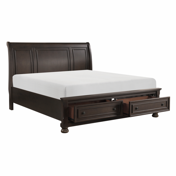 Begonia Grayish Brown Queen Sleigh Storage Platform Bed - Luna Furniture