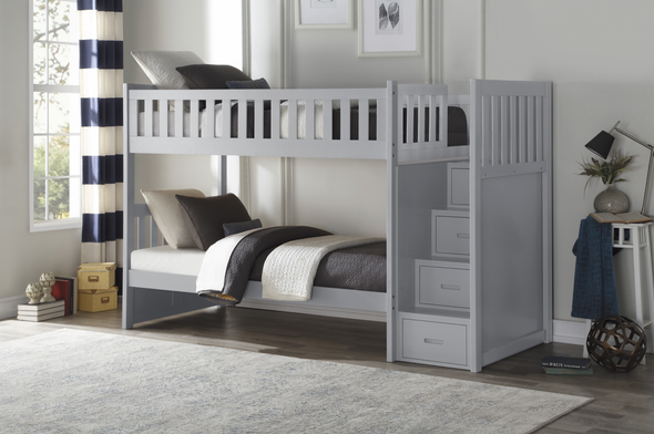 Orion Gray Twin/Twin Step Bunk Bed