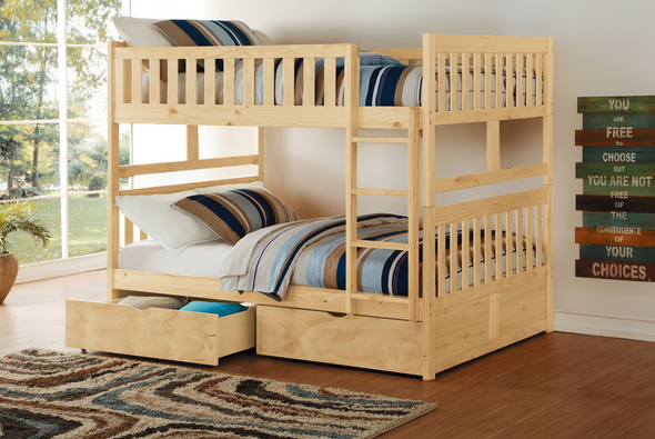 Bartly Pine Full/Full Bunk Bed with Storage Boxes