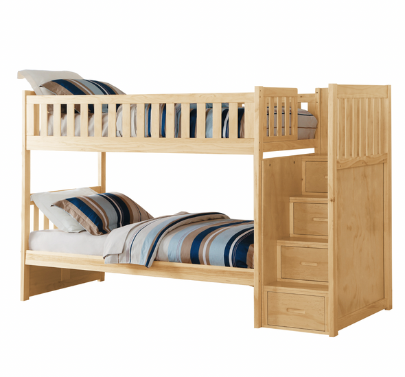Bartly Pine Twin/Twin Step Bunk Bed with Twin Trundle