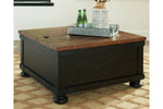 Valebeck Black/Brown Coffee Table with Lift Top - Ashley - Luna Furniture
