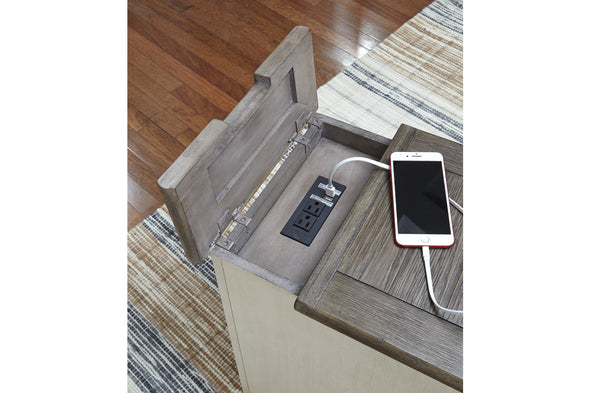 Bolanburg Two-tone Chairside End Table with USB Ports & Outlets -  - Luna Furniture