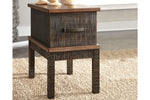 Stanah Two-tone Chairside End Table with USB Ports & Outlets -  - Luna Furniture