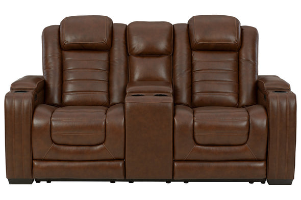 Backtrack Chocolate Power Reclining Loveseat with Console -  - Luna Furniture
