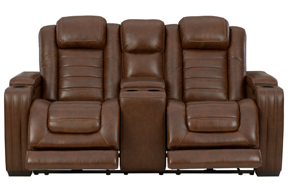 Backtrack Chocolate Power Reclining Loveseat with Console -  - Luna Furniture