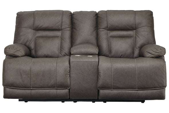 Wurstrow Smoke Power Reclining Loveseat with Console -  - Luna Furniture