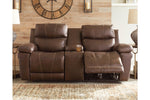 Edmar Chocolate Power Reclining Loveseat with Console -  - Luna Furniture