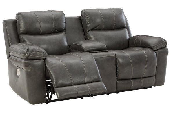 Edmar Charcoal Power Reclining Loveseat with Console -  - Luna Furniture
