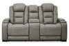 The Man-Den Gray Power Reclining Loveseat with Console -  - Luna Furniture