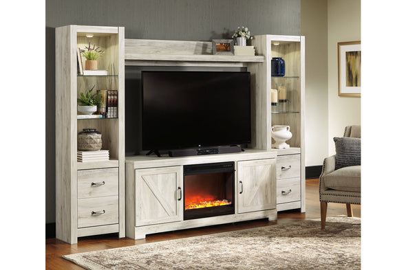 Bellaby Whitewash 4-Piece Entertainment Center with Fireplace