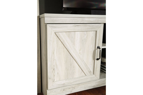 Bellaby Whitewash 4-Piece Entertainment Center with Electric Fireplace