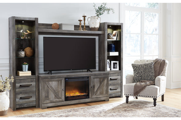 Wynnlow Gray 4-Piece Entertainment Center with Electric Fireplace