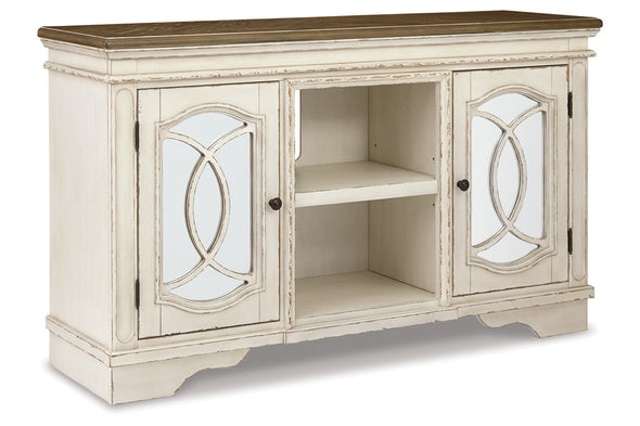Realyn Chipped White 62" TV Stand - Ashley - Luna Furniture
