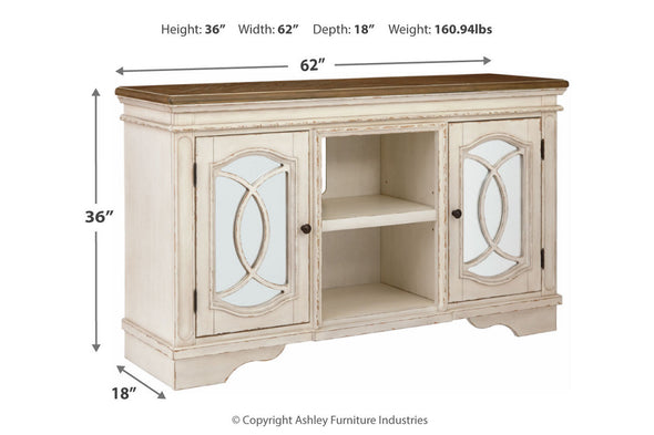 Realyn Chipped White 62" TV Stand - Ashley - Luna Furniture