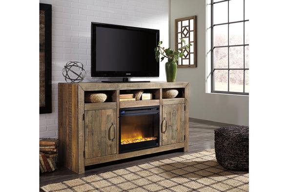 Sommerford Brown 62" TV Stand with Electric Fireplace