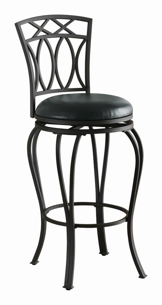 Adamsville Upholstered Swivel Bar Stool Black - 122060 - Luna Furniture