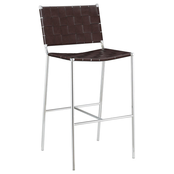 Adelaide Upholstered Bar Stool with Open Back Brown and Chrome - 183584 - Luna Furniture