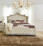 Antonella Upholstered Tufted Eastern King Bed Ivory and Camel - 223521KE - Luna Furniture