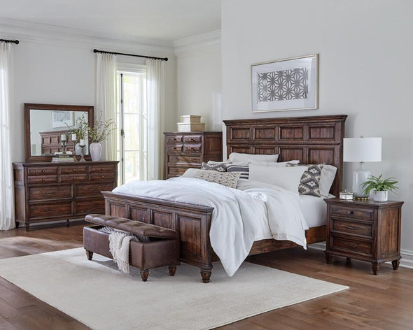 Avenue California King Panel Bed Weathered Burnished Brown - 223031KW - Luna Furniture