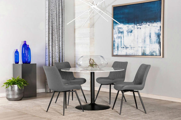 Bartole Round Dining Table White and Matte Black - 108020 - Luna Furniture