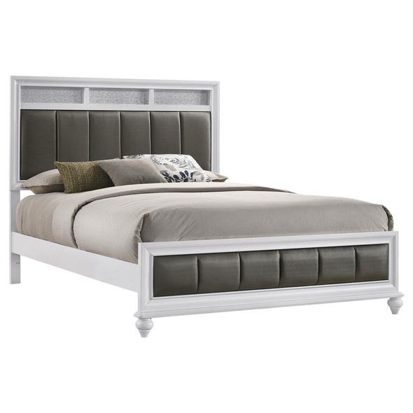 Barzini Eastern King Upholstered Panel Bed White - 205891KE - Luna Furniture