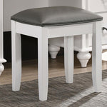 Barzini Upholstered Vanity Stool Metallic and White - 205897STL - Luna Furniture
