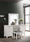 Barzini Upholstered Vanity Stool Metallic and White - 205897STL - Luna Furniture