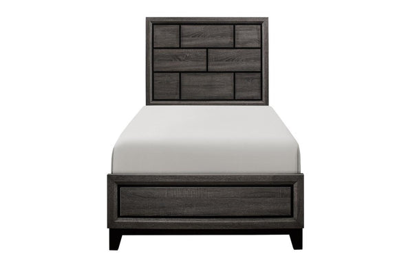 Davi Gray Twin Panel Bed - Luna Furniture