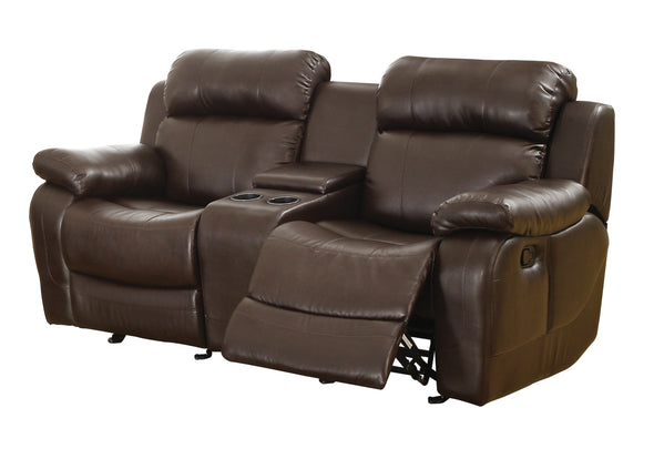 Marille Brown Bonded Leather Reclining Loveseat - Luna Furniture