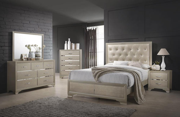 Beaumont Upholstered Queen Bed Champagne - 205291Q - Luna Furniture