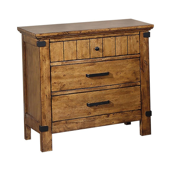 Brenner 3-drawer Night Stand Rustic Honey - 205262 - Luna Furniture