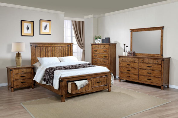 Brenner Eastern King Storage Bed Rustic Honey - 205260KE - Luna Furniture