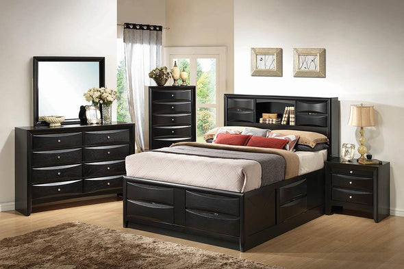 Briana Eastern King Platform Storage Bed Black - 202701KE - Luna Furniture