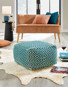 Brynnsen Teal/Ivory Pouf - A1001055 - Luna Furniture