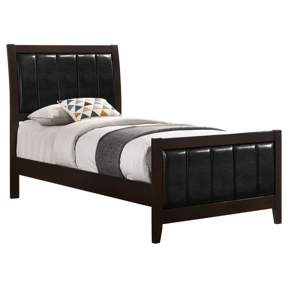 Carlton Twin Upholstered Panel Bed Cappuccino and Black - 202091T - Luna Furniture