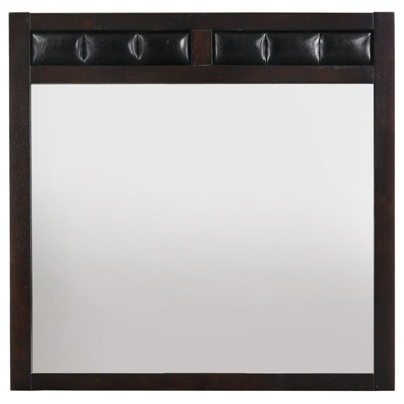 Carlton Upholstered Rectangular Mirror Cappuccino - 202094 - Luna Furniture