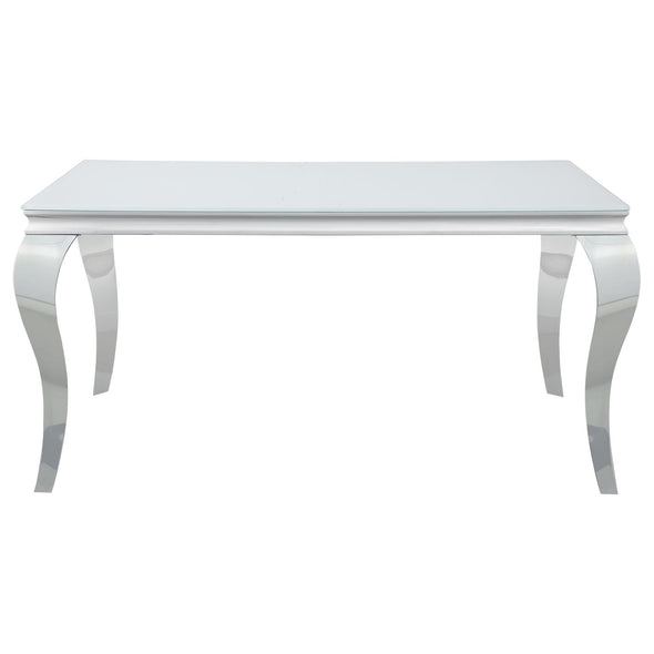 Carone Glass Top Dining Table White and Chrome - 115091 - Luna Furniture