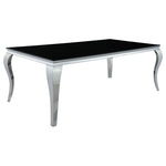 Carone Rectangular Glass Top Dining Table Black and Chrome - 115071 - Luna Furniture