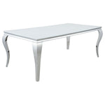 Carone Rectangular Glass Top Dining Table White and Chrome - 115081 - Luna Furniture