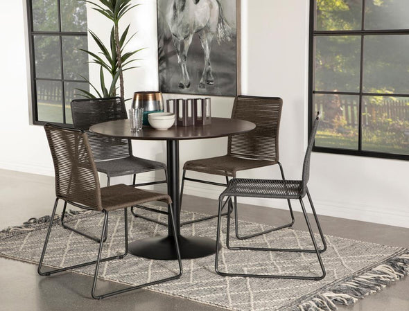Cora Round Dining Table Walnut and Black - 110280 - Luna Furniture