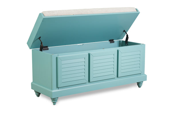 Woody Antique Teal Lift Top Storage Bench