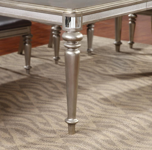 Danette Rectangular Dining Table with Leaf Metallic Platinum - 106471 - Luna Furniture