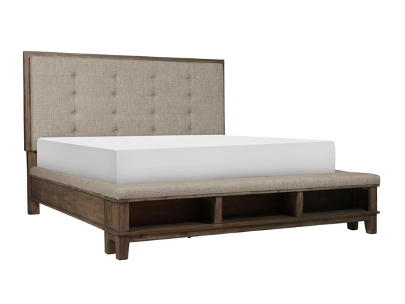 Watson Gray Queen Upholstered Storage Panel Bed