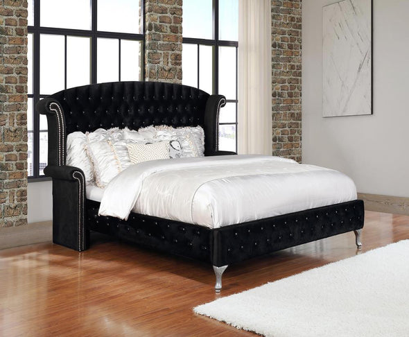 Deanna Eastern King Tufted Upholstered Bed Black - 206101KE - Luna Furniture