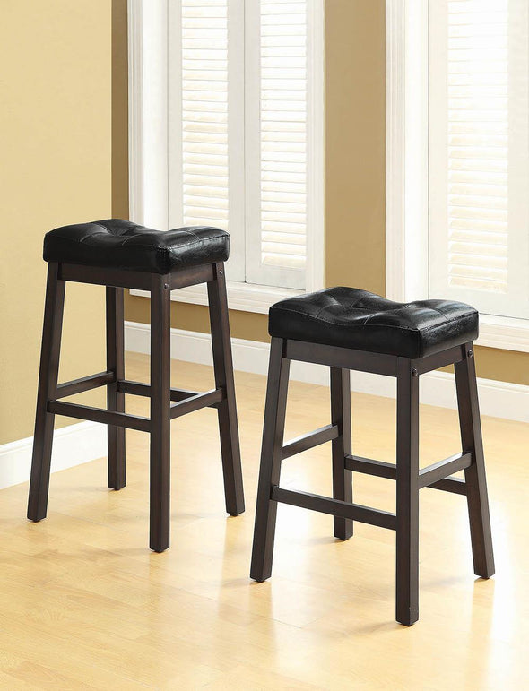Donald Upholstered Bar Stools Black and Cappuccino (Set of 2) - 120520 - Luna Furniture