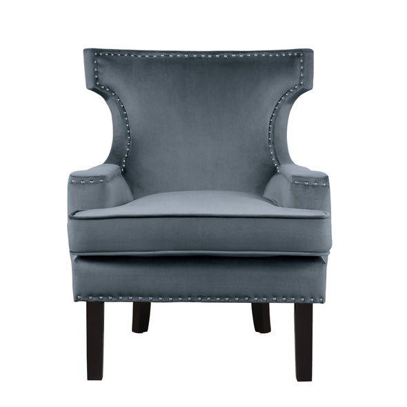 Lapis Gray Velvet Accent Chair - Luna Furniture