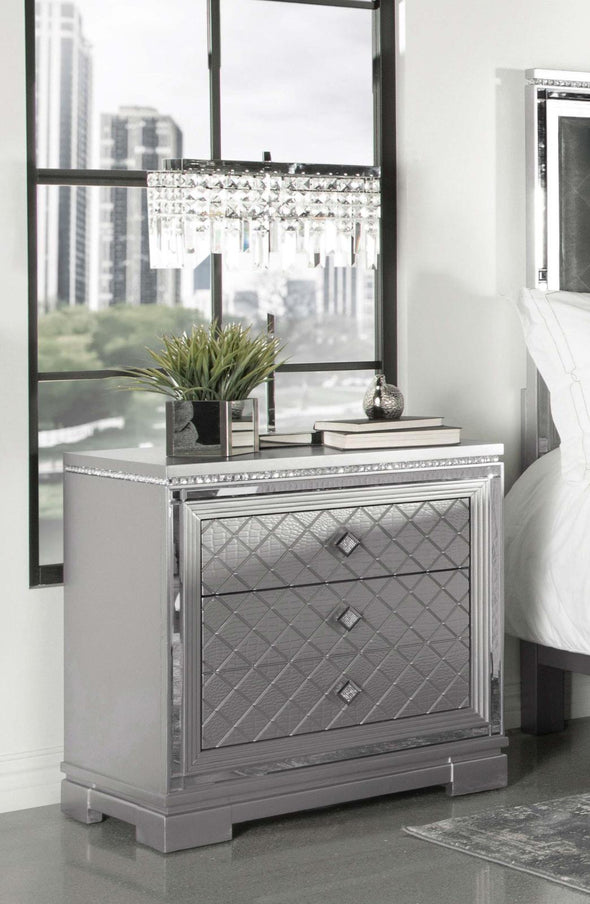 Eleanor Rectangular 2-drawer Nightstand Metallic - 223462 - Luna Furniture